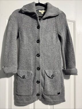 Burberry London Button Up Cardigan XS Grey Wool Cashmere Blend Luxury Cozy